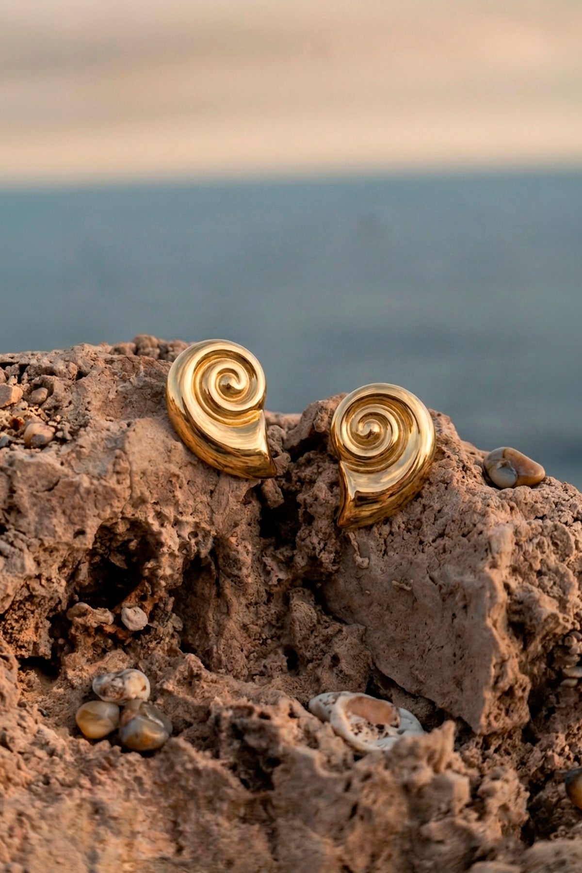 Pendientes Saint Barths Caracola Baño de Oro