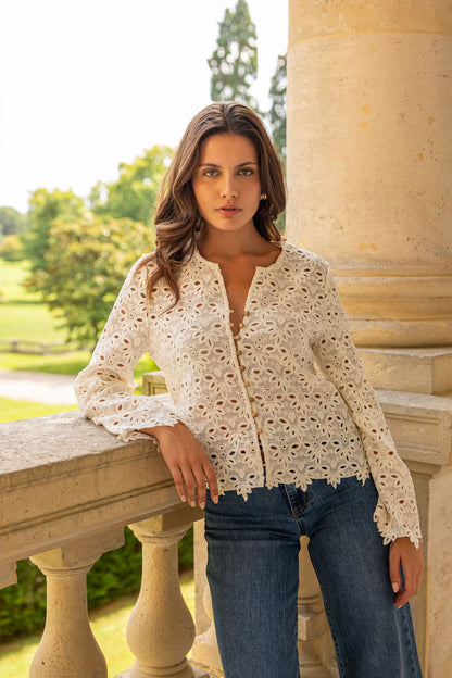 Blusa Louvre de Guipur Blanco
