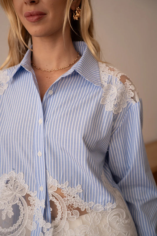 Camisa Biarritz con adorno de Encaje
