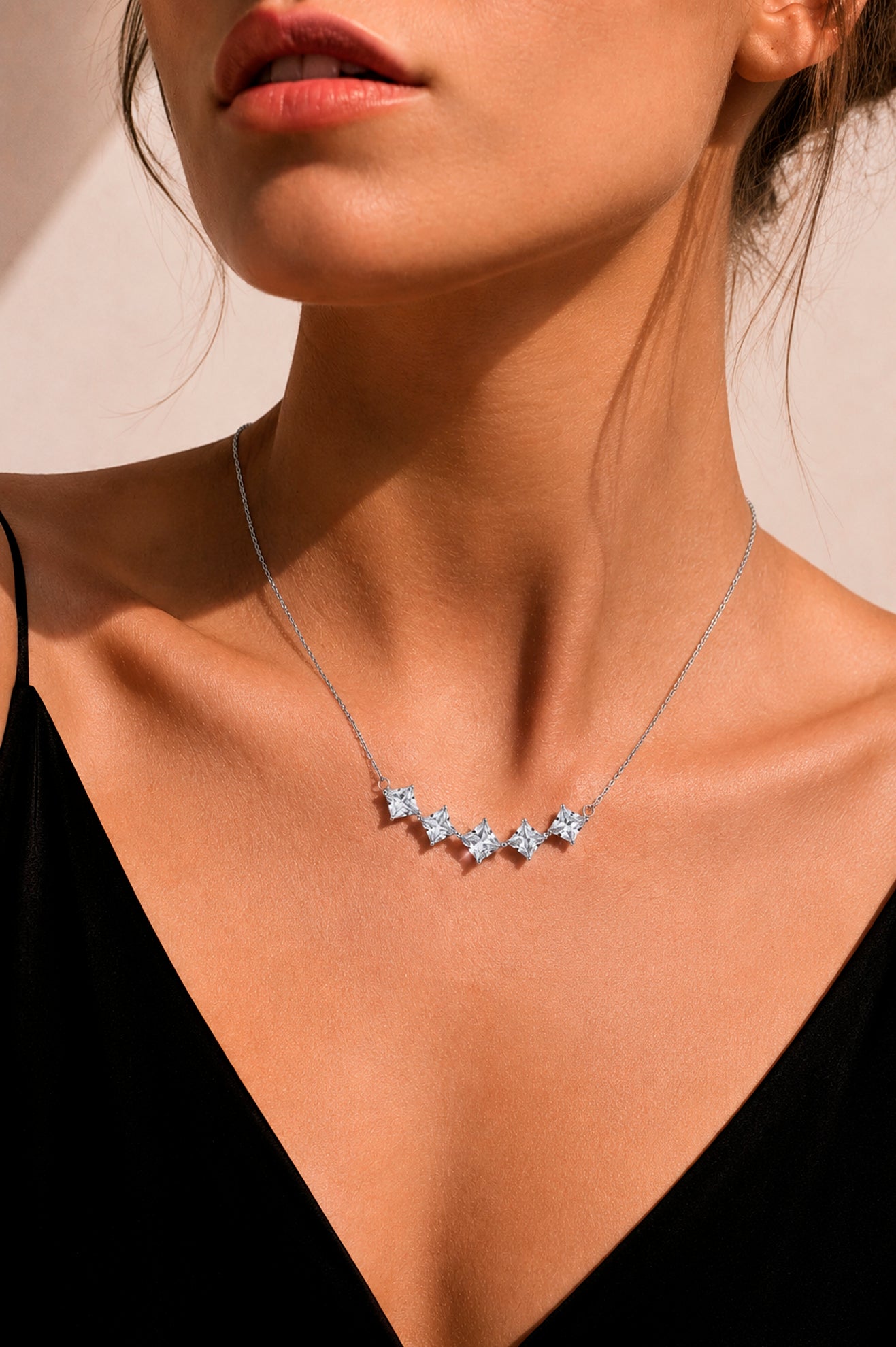 Collar Mónaco de plata 925 con zirconitas y acero inoxidable