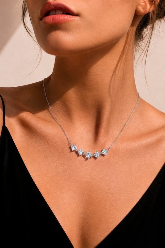 Collar Mónaco de plata 925 con zirconitas y acero inoxidable