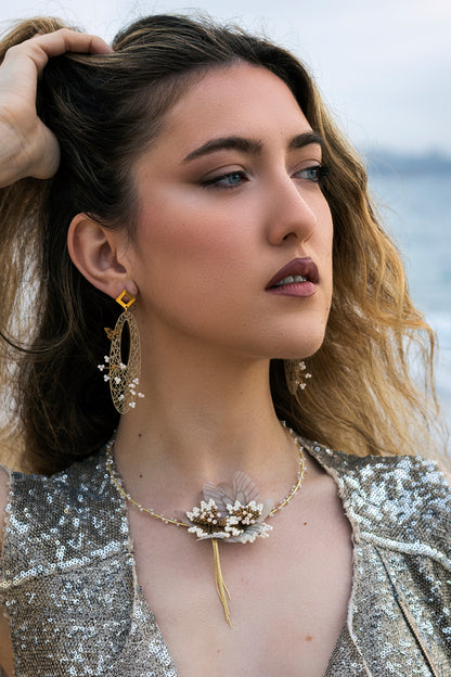 pendientes Versailles dorados acero inoxidable y collar Fairytale fantasía
