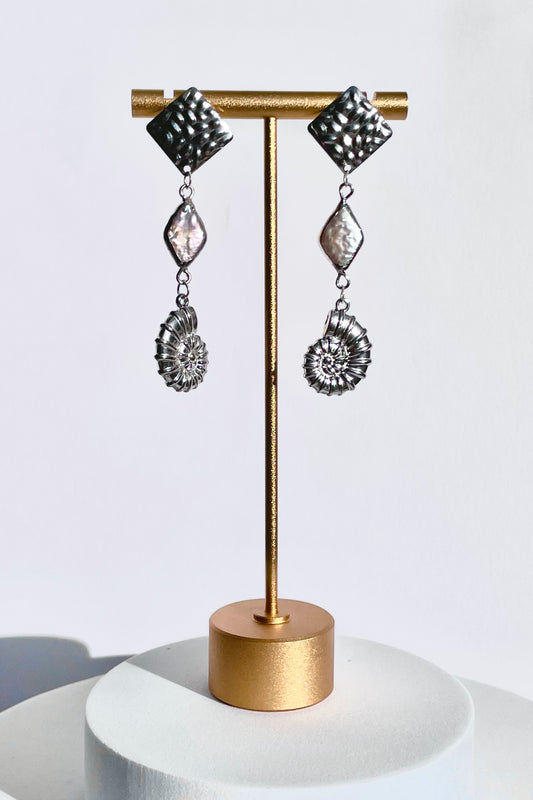 pendientes Seychelles con perlas de agua dulce acero inoxidable plateado 