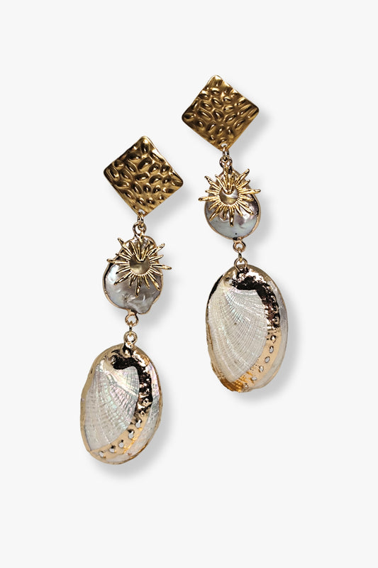 pendientes Atlantis acero inoxidable dorado mejillón pulido 