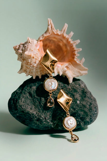 Pendientes Golden Wave de Acero Inoxidable